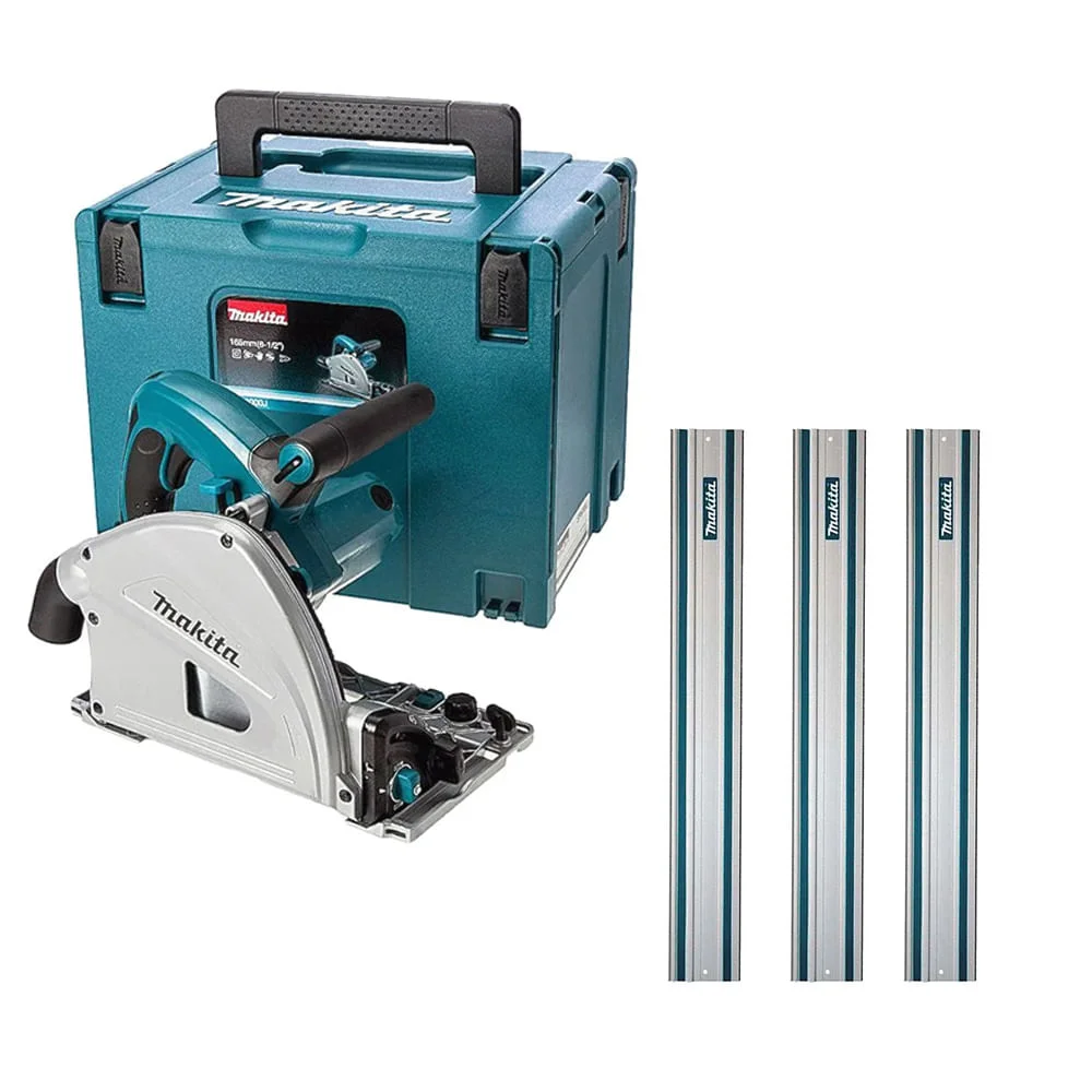 Kit Serra Circular Manual com Maleta SP6000J Makita e 3 Trilhos de 1 Metro