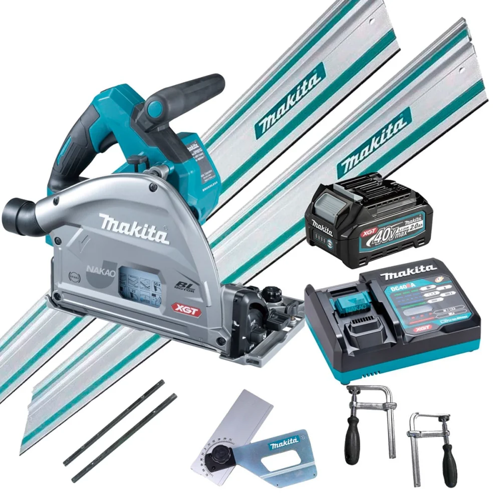 Kit Serra Circular SP001GZ Makita e Bat e Carregador 2Trilhos 1M e Cj de Ângulo