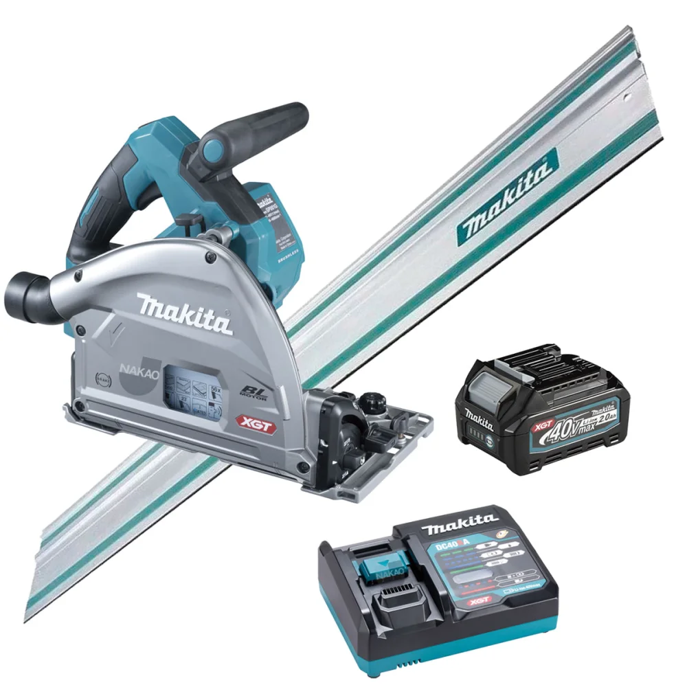 Kit Serra Circular SP001GZ Makita e Bateria 40V e Carregador e Trilho 1.5 metros 220 Volts