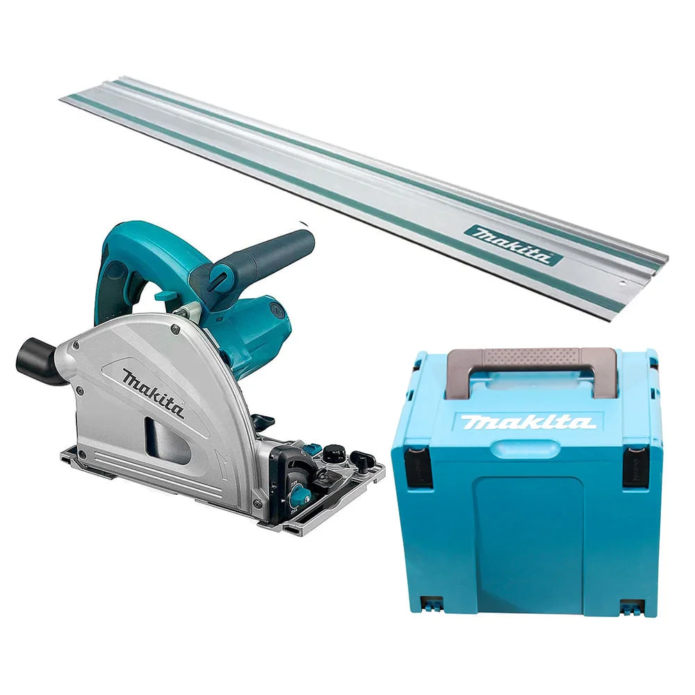 Kit Serra Circular SP6000 Makita e 1 Maleta Mak-Pac e 1 Trilho de 3 metros