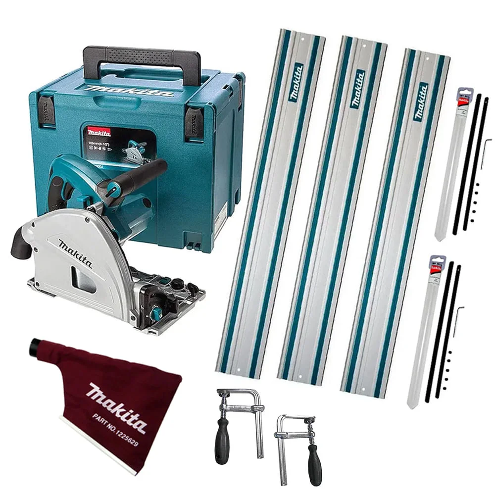 Kit Serra Circular SP6000J Makita 3Trilhos 1m 2Conectores 2Sargentos Coletor