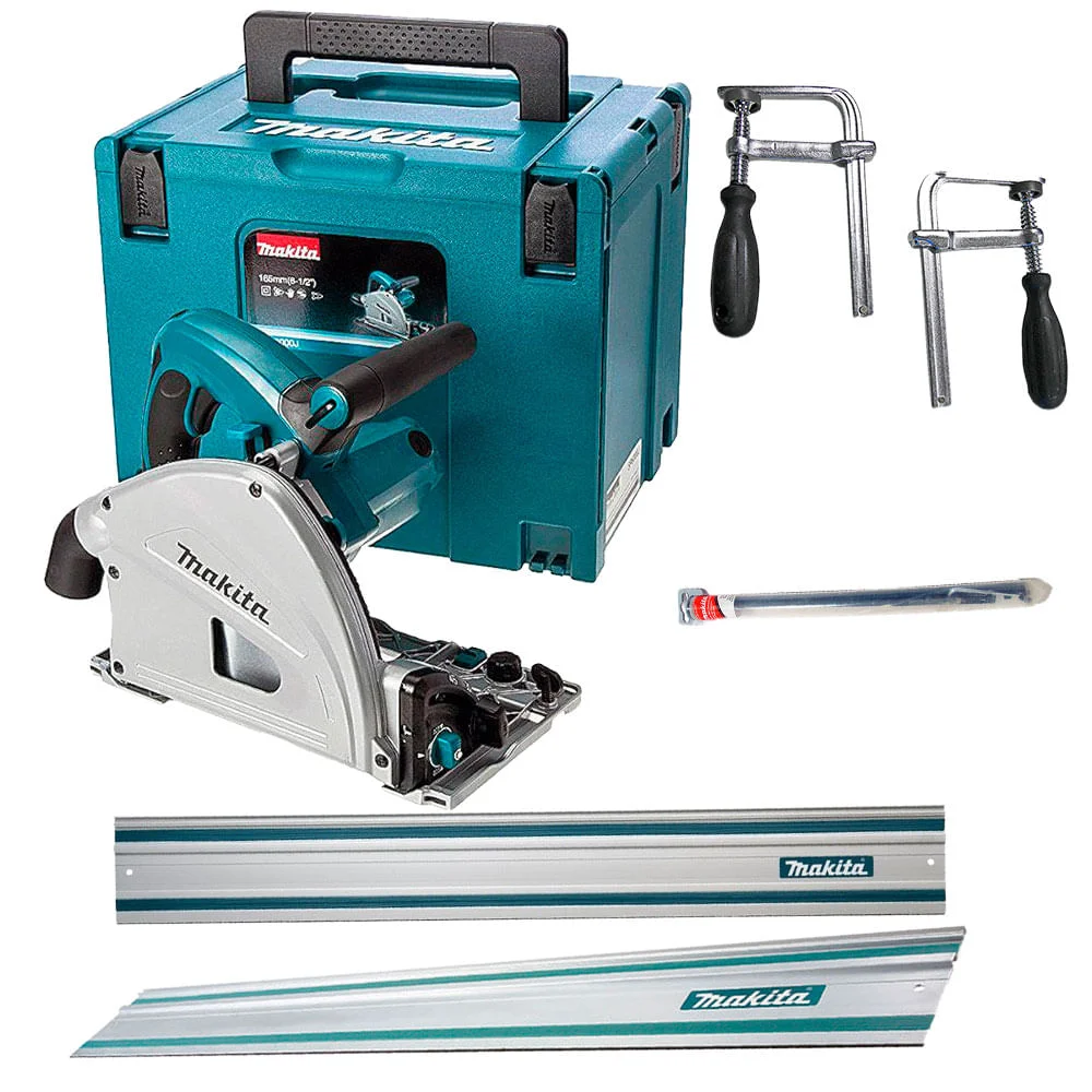 Kit Serra Circular SP6000J Makita e 1 Trilho 1.9 e 3m e Conector e 2 Sargentos