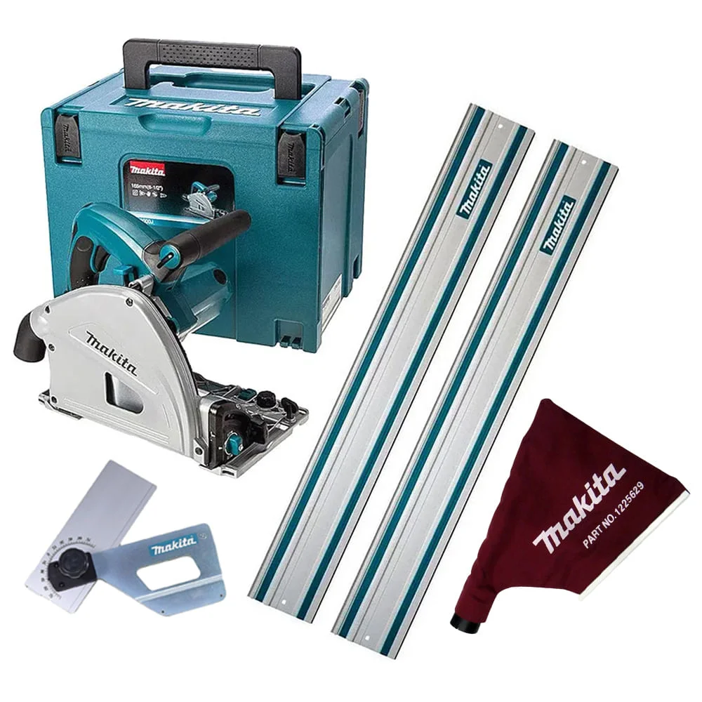 Kit Serra Circular SP6000J Makita e 2 Trilhos 1m e Coletor e Conjunto Ângulo