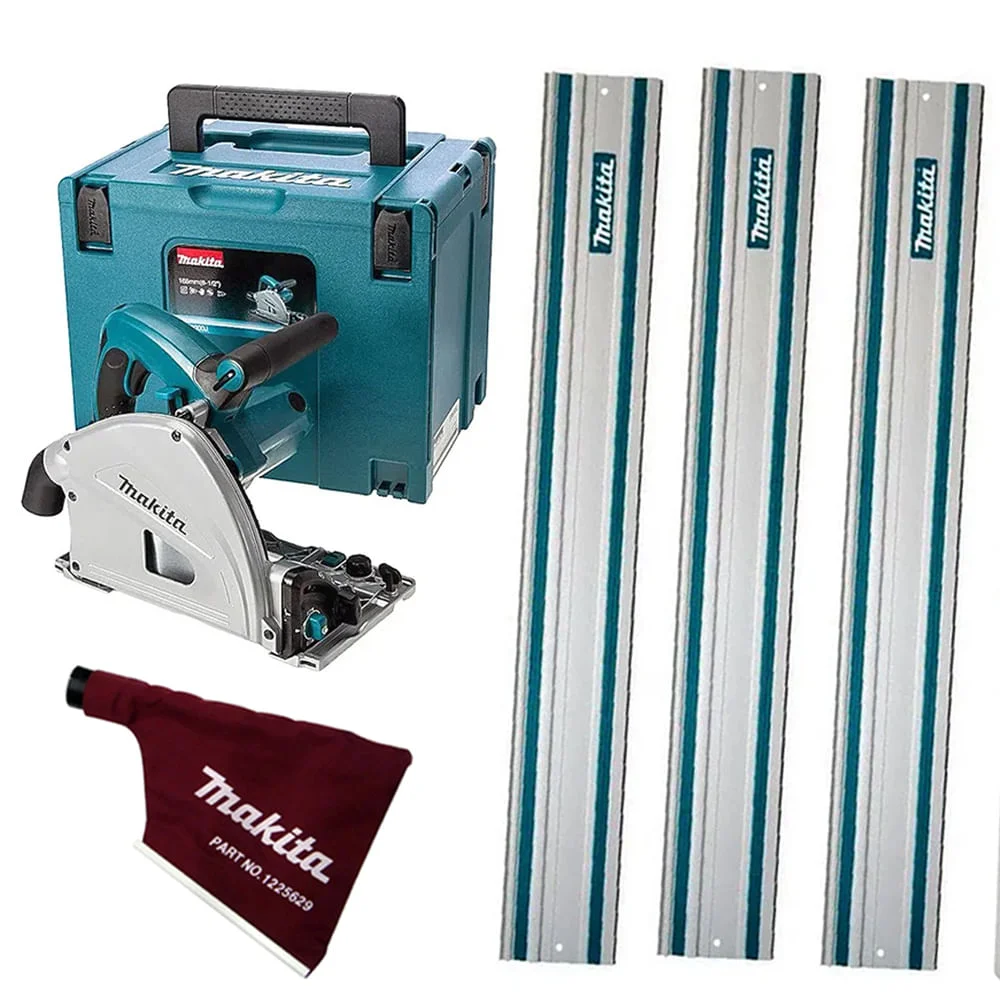 Kit Serra Circular SP6000J Makita e 3 Trilhos de 1 Metro e Coletor