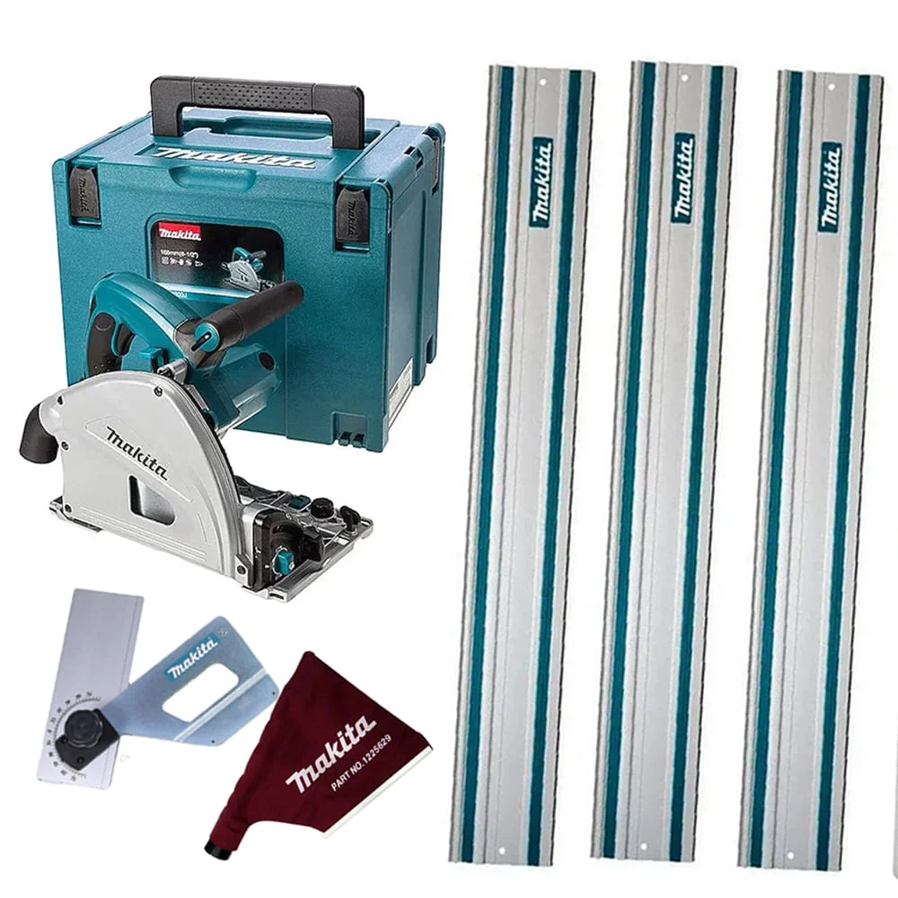 Kit Serra Circular SP6000J Makita e 3 Trilhos de 1m e Coletor e Conjunto Ângulo