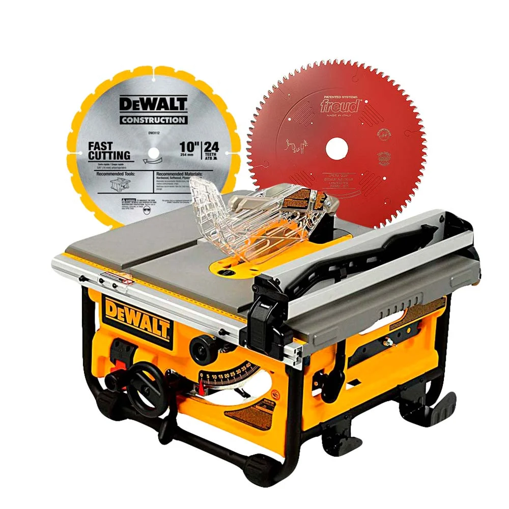Kit Serra de Bancada Compacta 254mm 2.000 Watts DW745 DeWalt e Disco de Serra 220 Volts