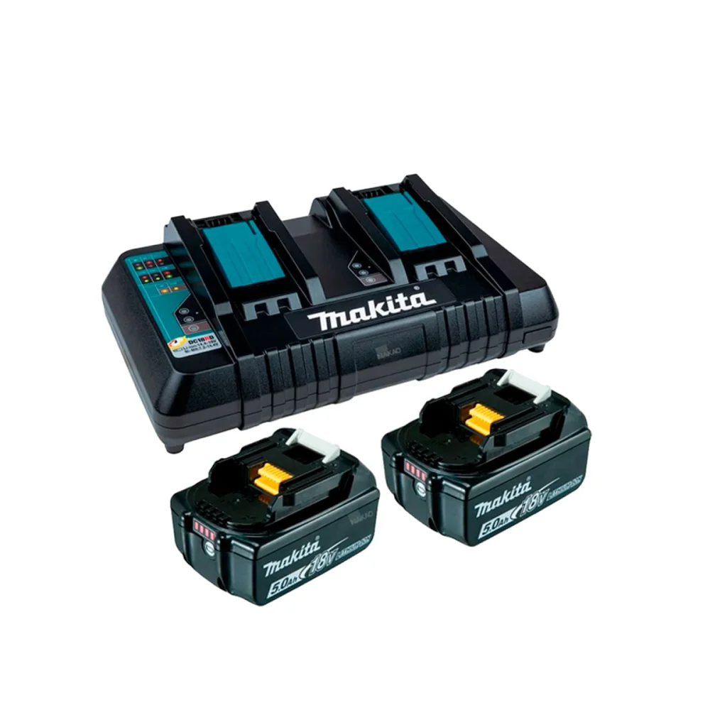 Kit Serra Mármore 125mm e 2 Bateria 18V 5.0Ah e Carregador Duplo DCC500 Makita