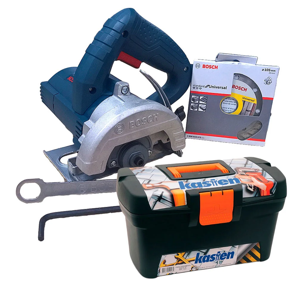 Kit Serra Mármore Titan 125mm 1.500 Watts Bosch e Maleta Ferramentas 110 Volts