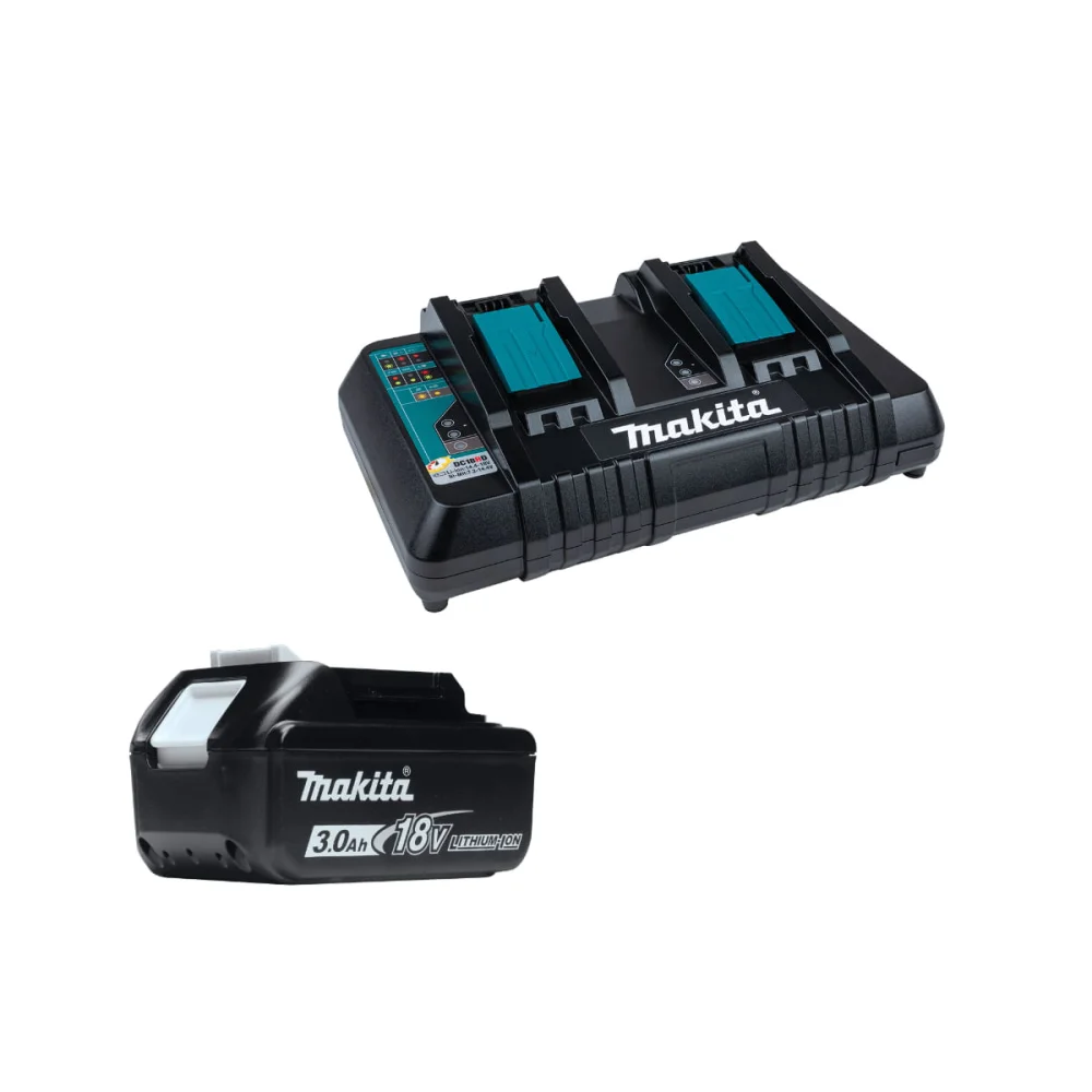 Kit Soprador Aspirador DUB185ZX2 Makita e Bateria 18V 3.0Ah e Carregador DC18RD