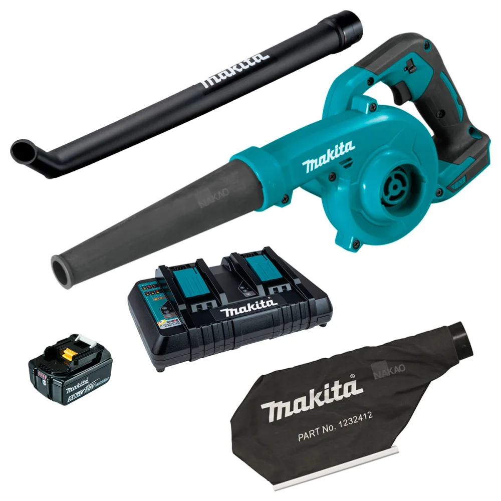 Kit Soprador Aspirador DUB185ZX2 Makita e Bateria 18V 5.0Ah e Carregador DC18RD