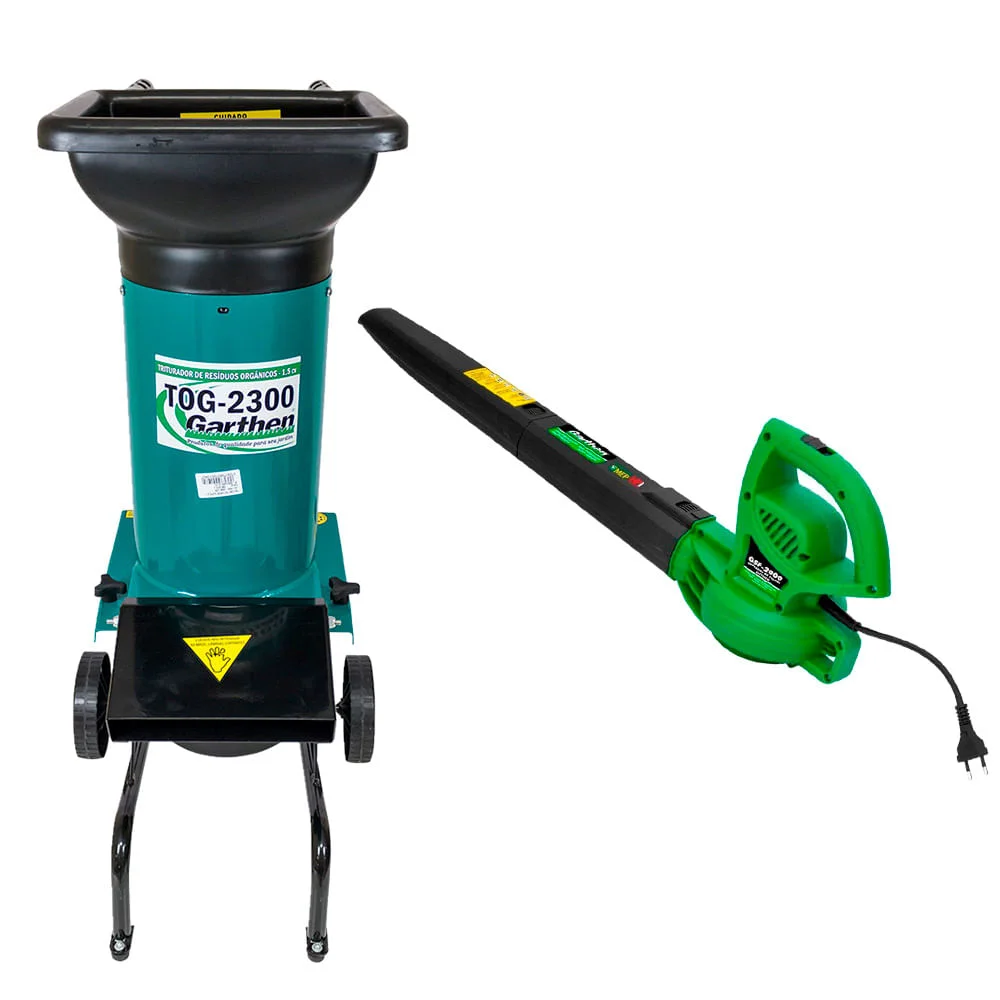 Kit Soprador de Folhas GSF-2000 e Triturador Resíduos Orgânicos 15CV Garthen