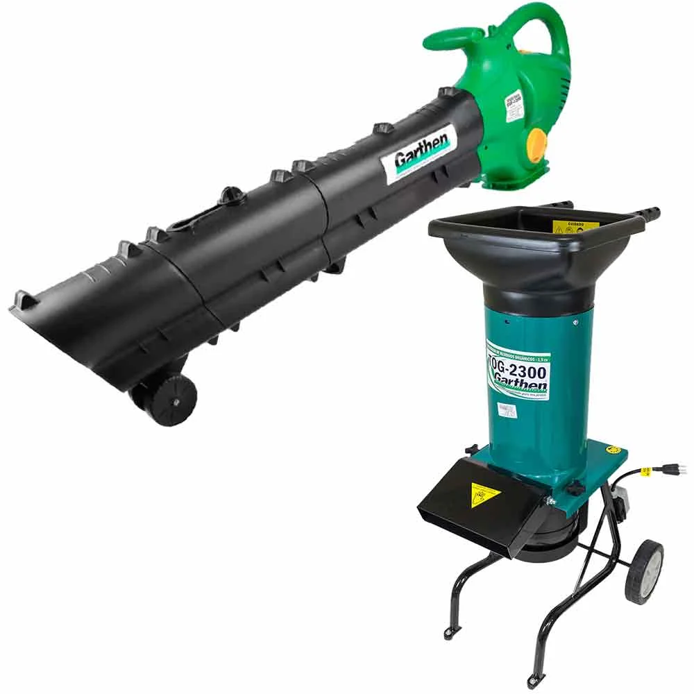 Kit Soprador e Sugador de Folhas e Triturador Resíduos Orgânicos Galhos Garthen