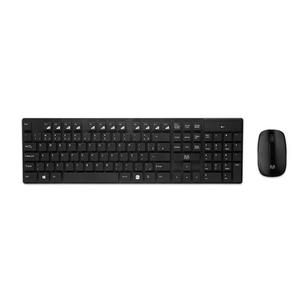 Kit Teclado e Mouse sem Fio Compacto USB 1200Dpi Preto TC251 Multilaser