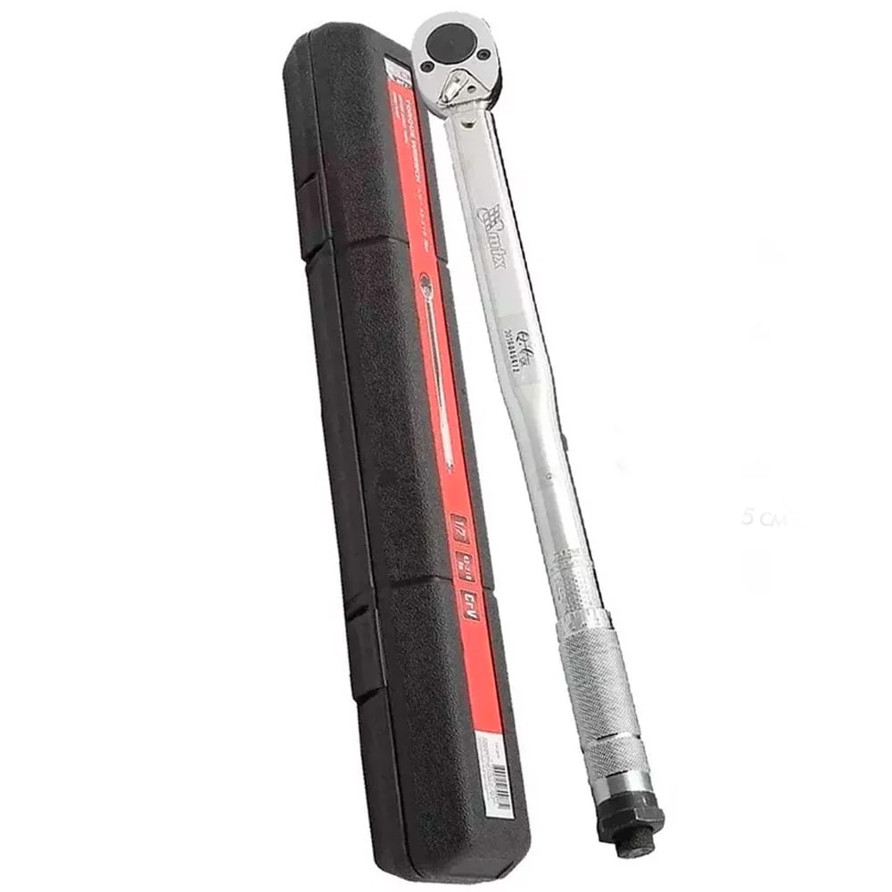 Kit Torquímetro 1/2 Pol CRV Cromado e Jogo de Soquetes Chave Catraca 94 Peç