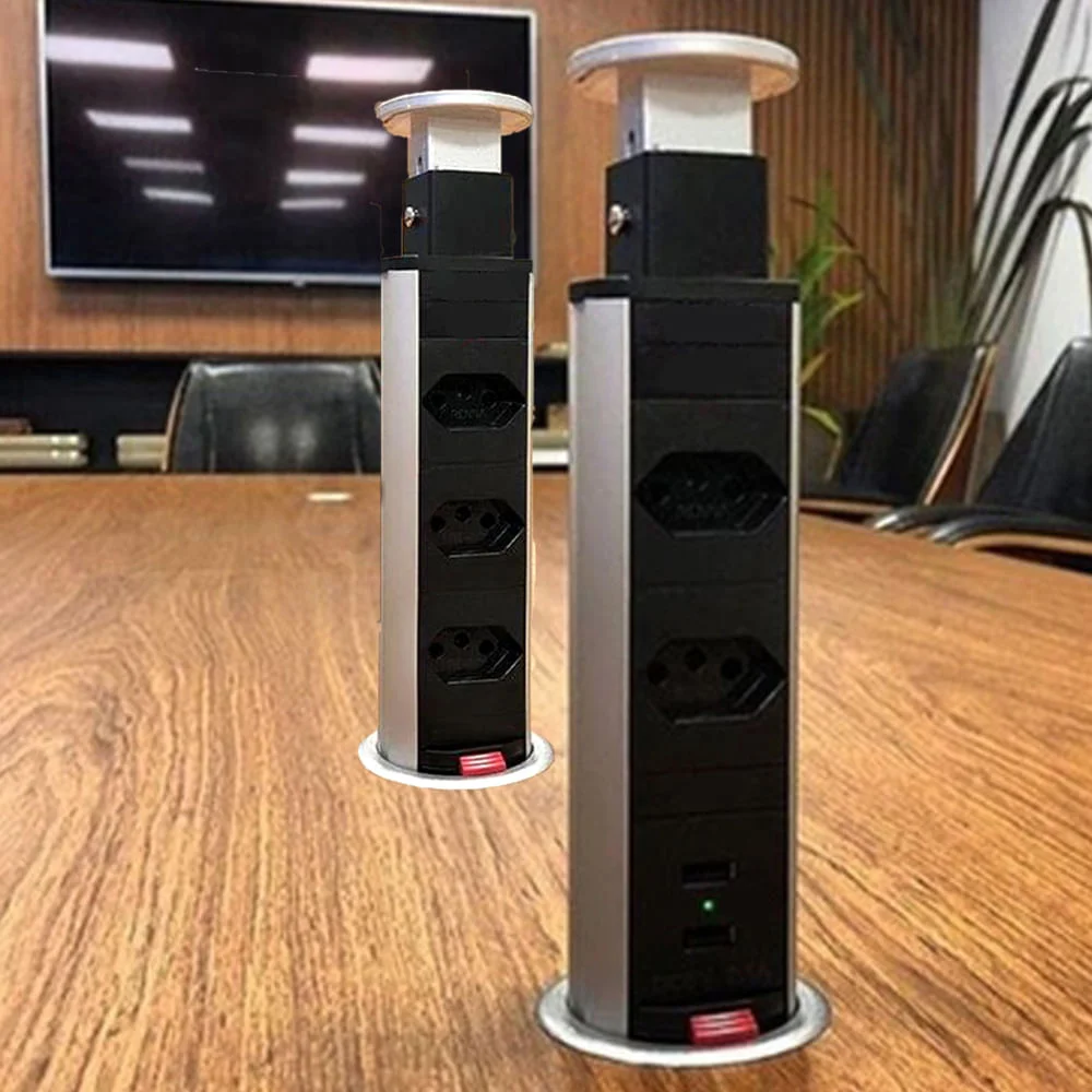 Kit Torre Tomada Multiplug 2 Tomadas 2 USB e Torre Tomada 3 Tomadas Bivolt