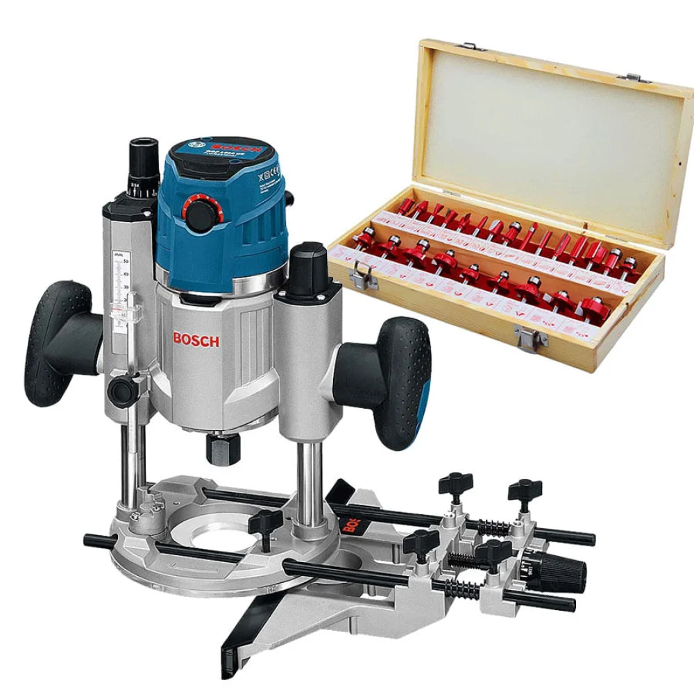 Kit Tupia 1.600w GOF 1600 CE Bosch e Conjunto de 24 fresas 1/4 Pol