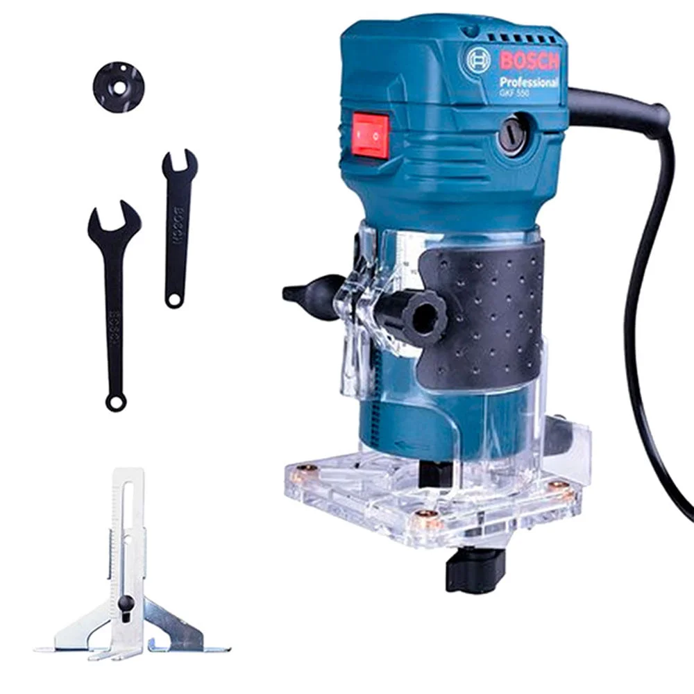 Kit Tupia 550W GKF 550 Profissional Bosch + 2 Cjs de Fresas para Madeira - NKF