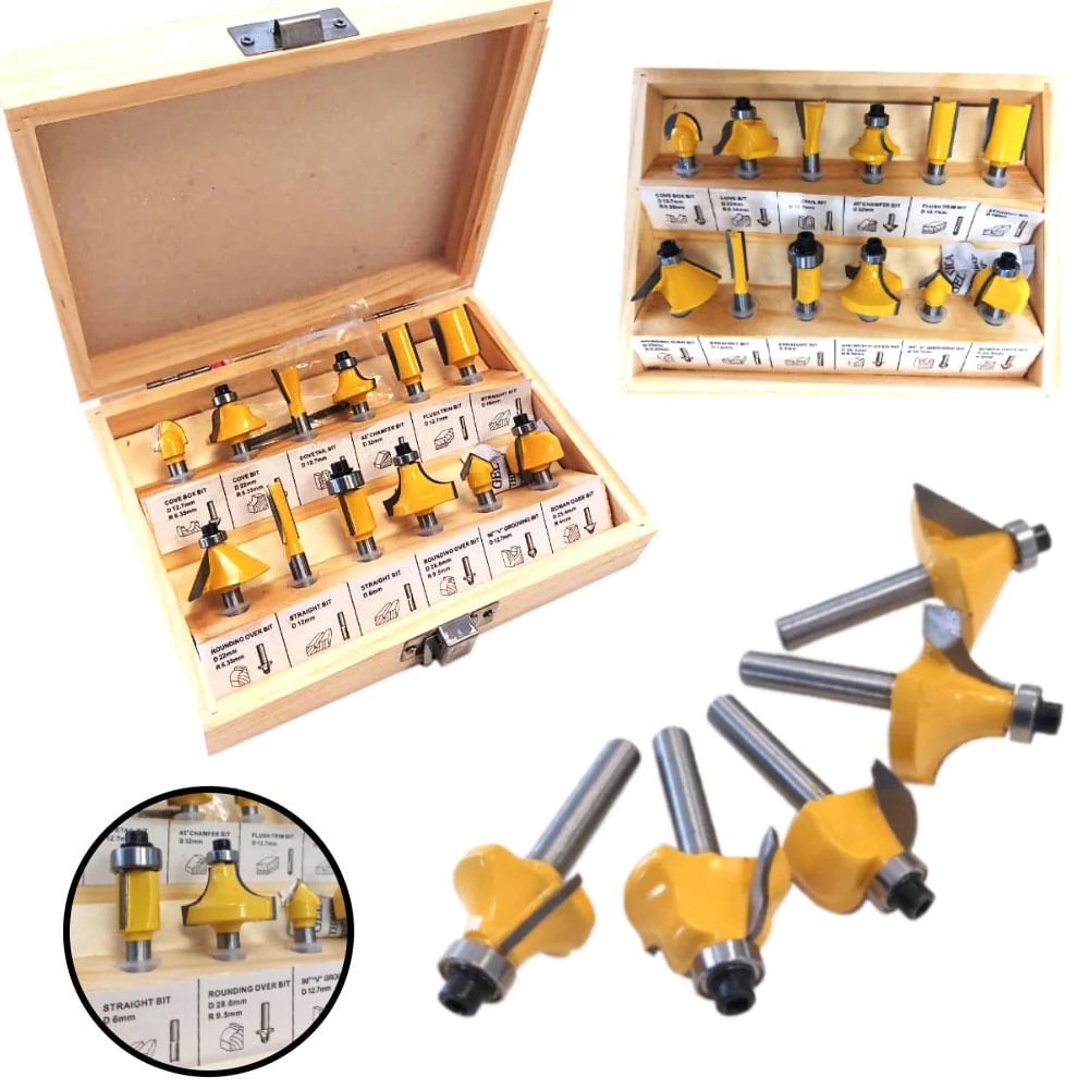 Kit Tupia 550W GKF 550 Profissional Bosch + 2 Cjs de Fresas para Madeira - NKF