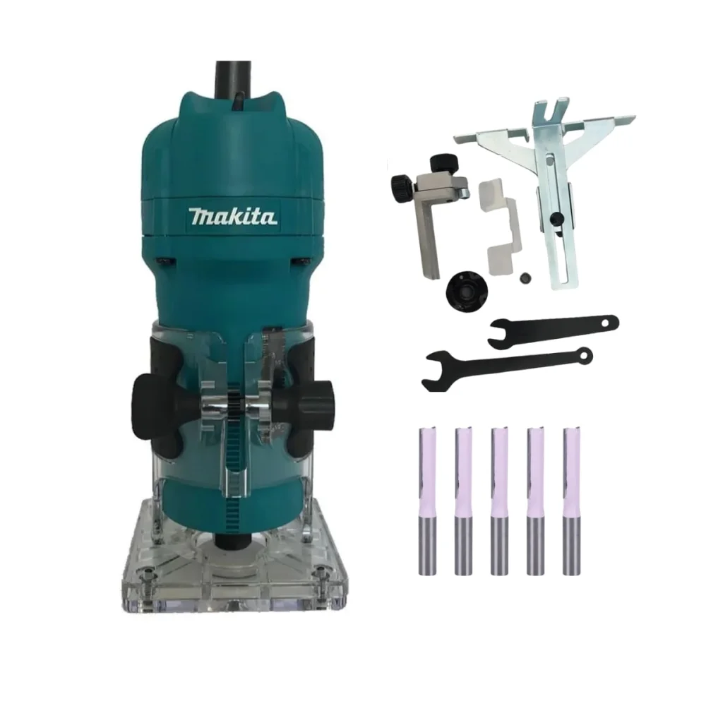 Kit Tupia 6mm 530 Watts 3709 Makita e 5 Fresas Paralela Dupla 1/4 Pol D-49052