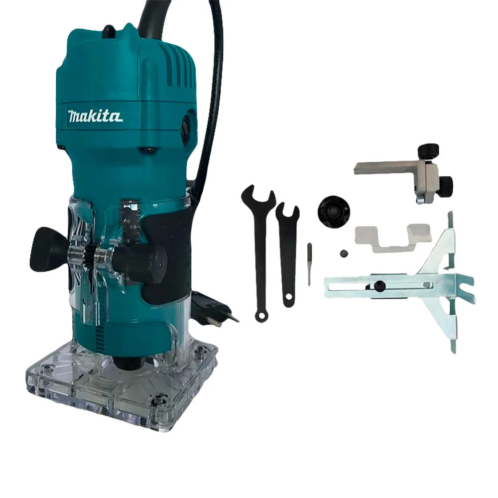 Kit Tupia 6mm 530 Watts 3709 Makita e Conjunto de 6 Fresas para Madeira 220 Volts