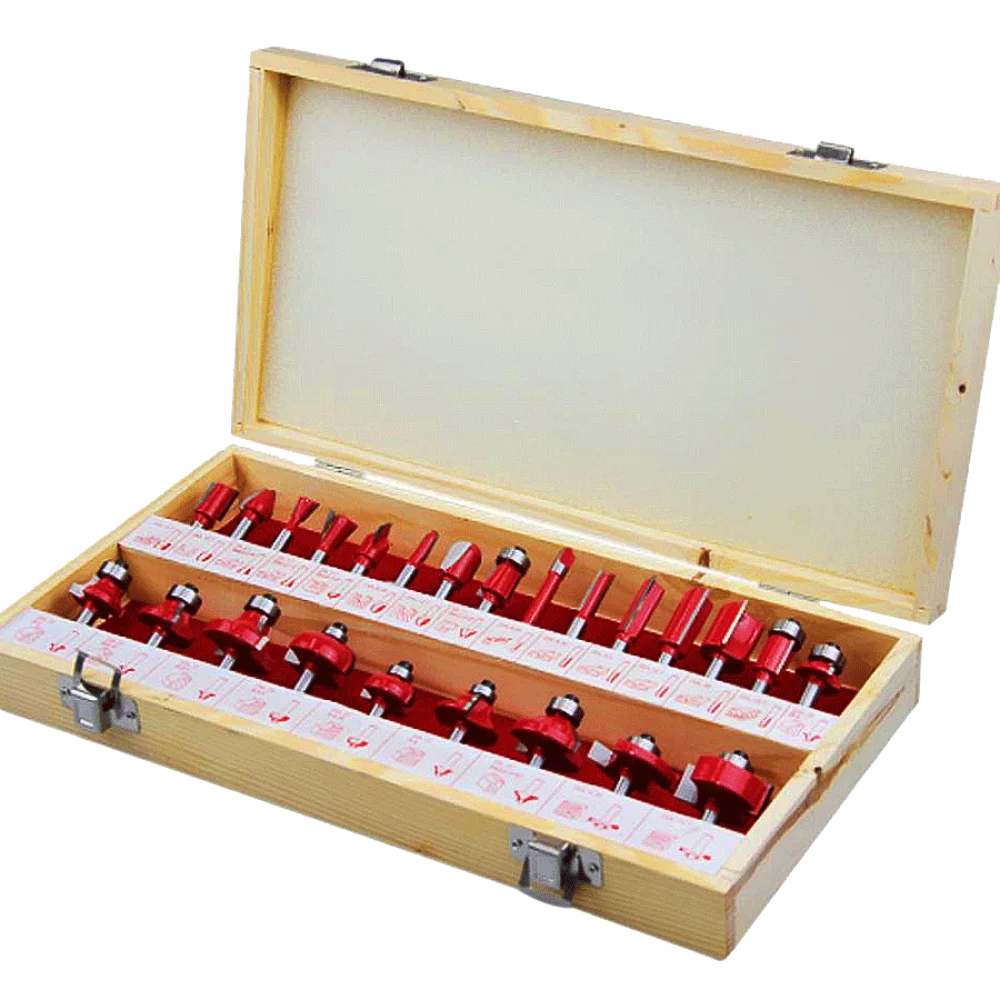 Kit Tupia 6mm 530 Watts 3709 Makita e Jogo de 24 Fresas para Madeira 220 Volts