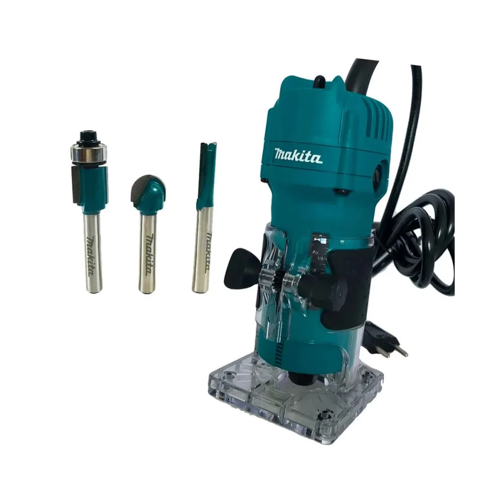 Kit Tupia 6mm 530 Watts 3709 Makita e Jogo de Fresas com 3 Peç