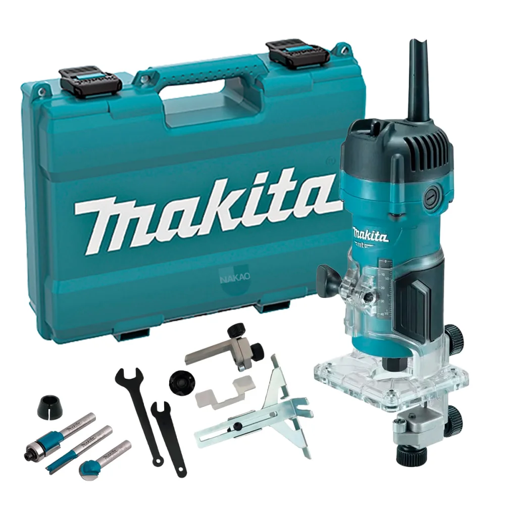Kit Tupia 6mm 530 Watts M3700B Makita e 3 Fresas e Pinça 1/4 Pol e Maleta