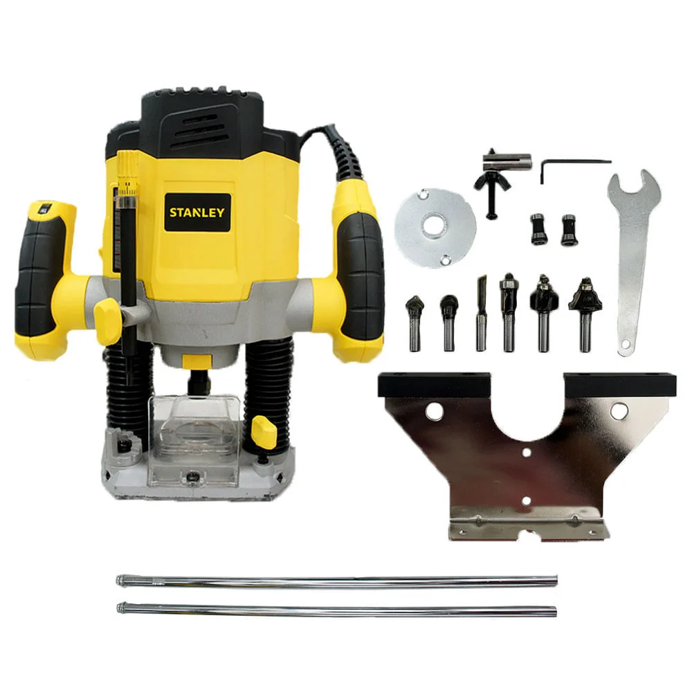 Kit Tupia Coluna 1.200W Stanley e Conjunto Fresas para Madeira 6mm NKF