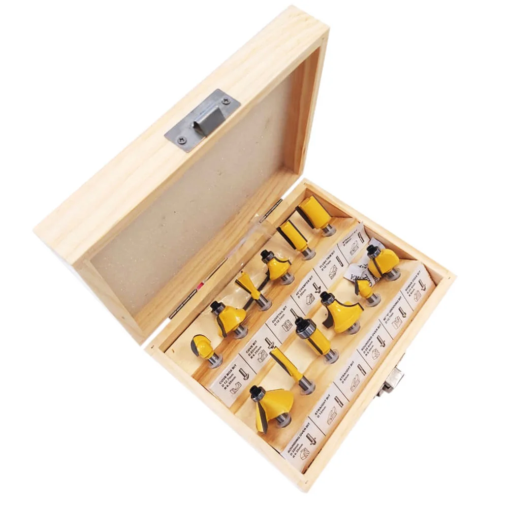 Kit Tupia Coluna 1.200W Stanley e Conjunto Fresas para Madeira 6mm NKF