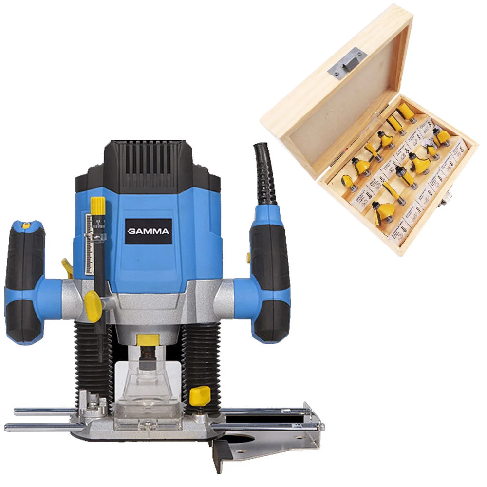 Kit Tupia de Coluna 1.200 Watts G1965 Gamma e Cj de Fresas para Madeira 6mm NKF