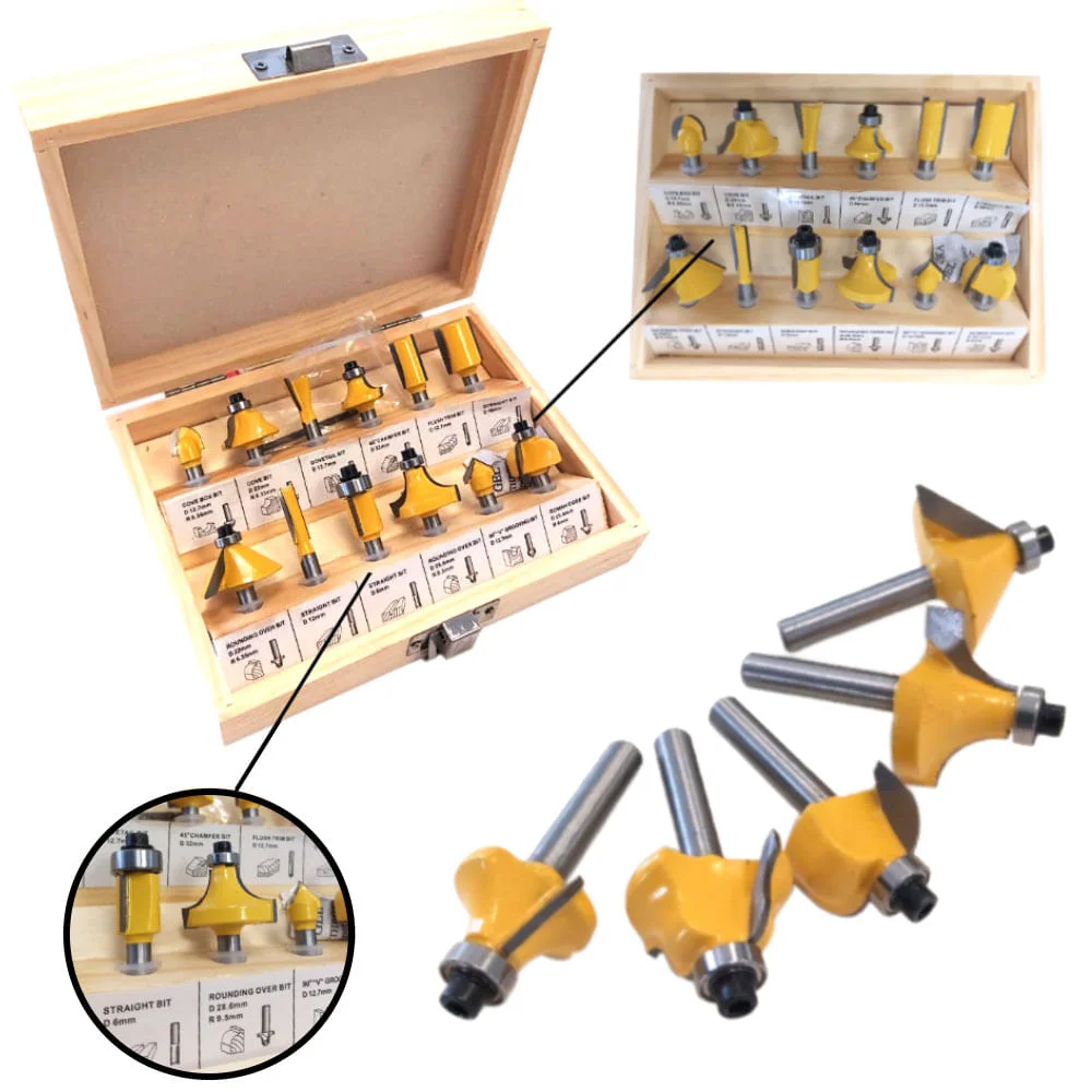 Kit Tupia de Coluna 1.200 Watts G1965 Gamma e Cj de Fresas para Madeira 6mm NKF