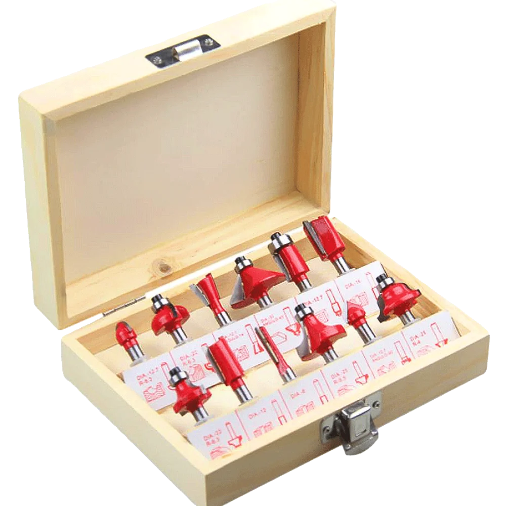 Kit Tupia de Coluna 12mm RP2301FC Makita e Conjunto de 12 Fresas para Madeira 220 Volts