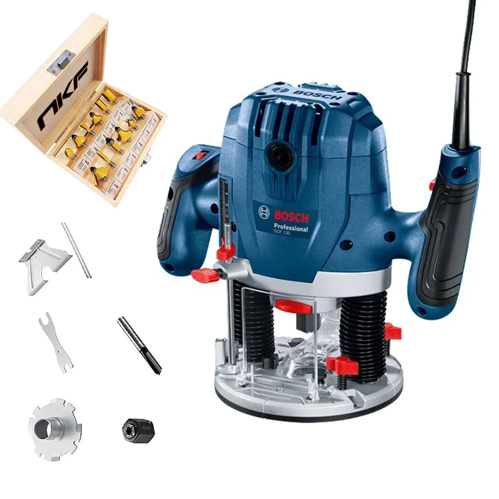 Kit Tupia GOF 130 Professional Bosch e Jogo de Fresas para Madeira 6mm NKF