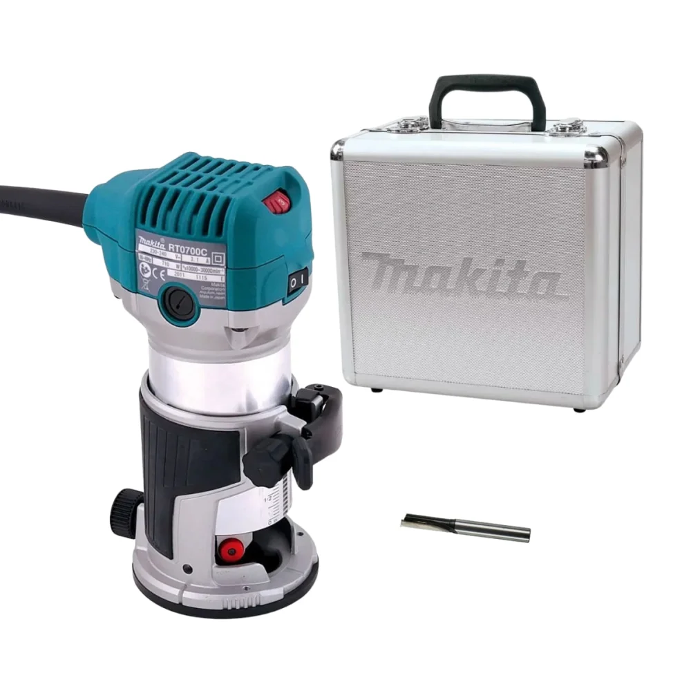 Kit Tupia Laminadora 6mm 710 Watts RT0700C Makita e Fresa e Maleta de Alumínio