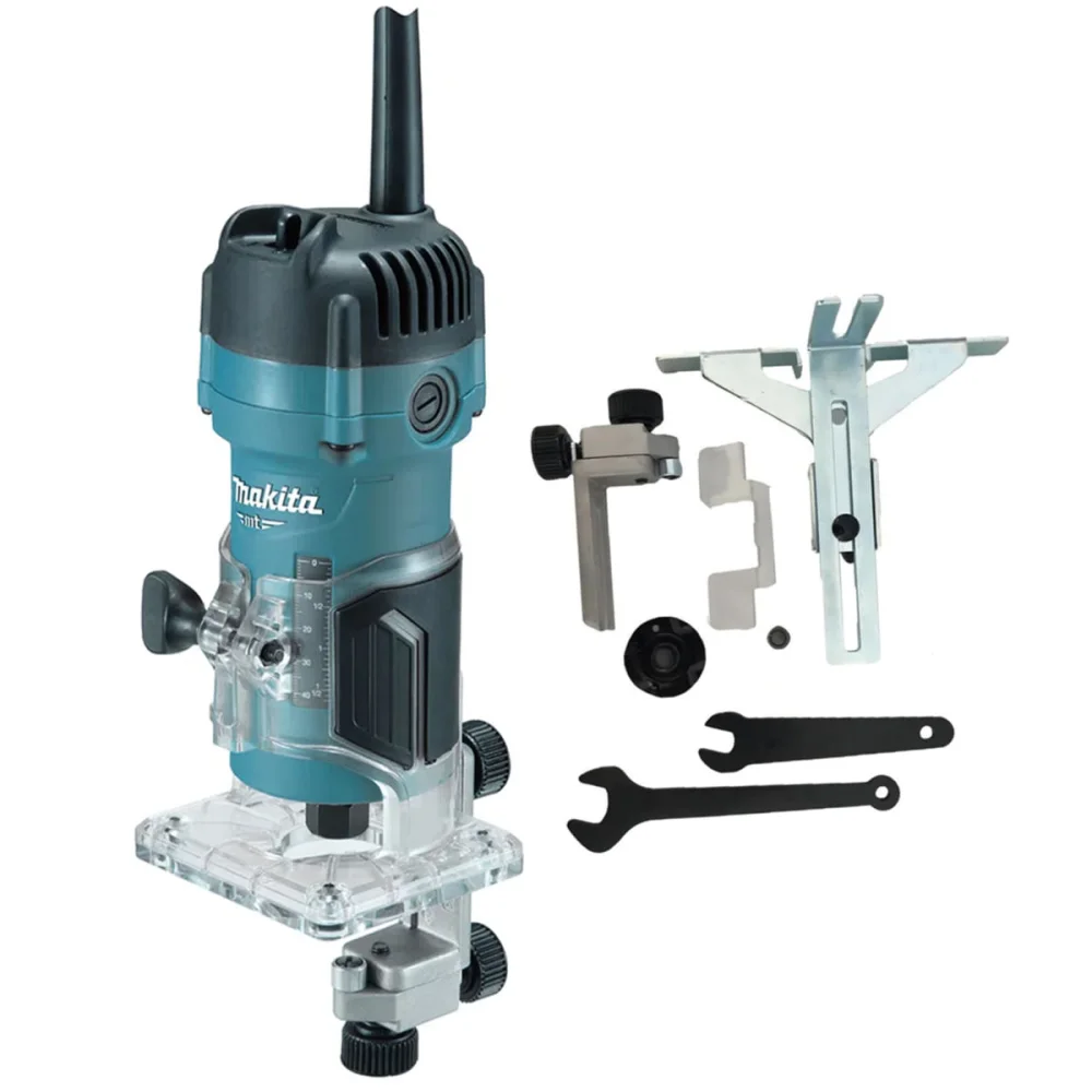 Kit Tupia Manual 530W M3700B Makita e Fresa Paralela Dupla e Pinça de 1/4 Pol