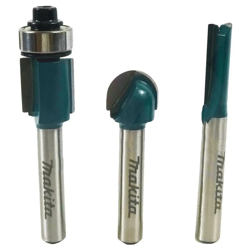 Kit Tupia Manual 6mm 530 Watts 3710 Makita e Jogo de Fresas com 3 Peç