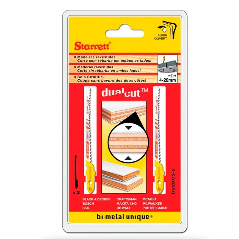 Lâmina de Serra Tico Tico BiMetal Encaixe Unificado BU2DCS-2 Starret 2 Peç
