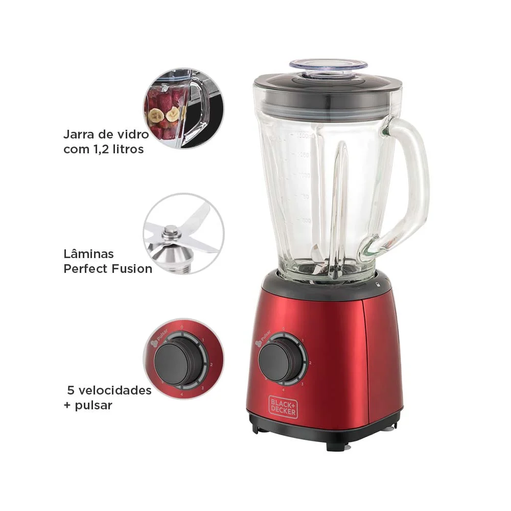 Liquidificador Inox Gift 5 Velocidades e Jarra de Vidro L600V-B2 BlackDecker