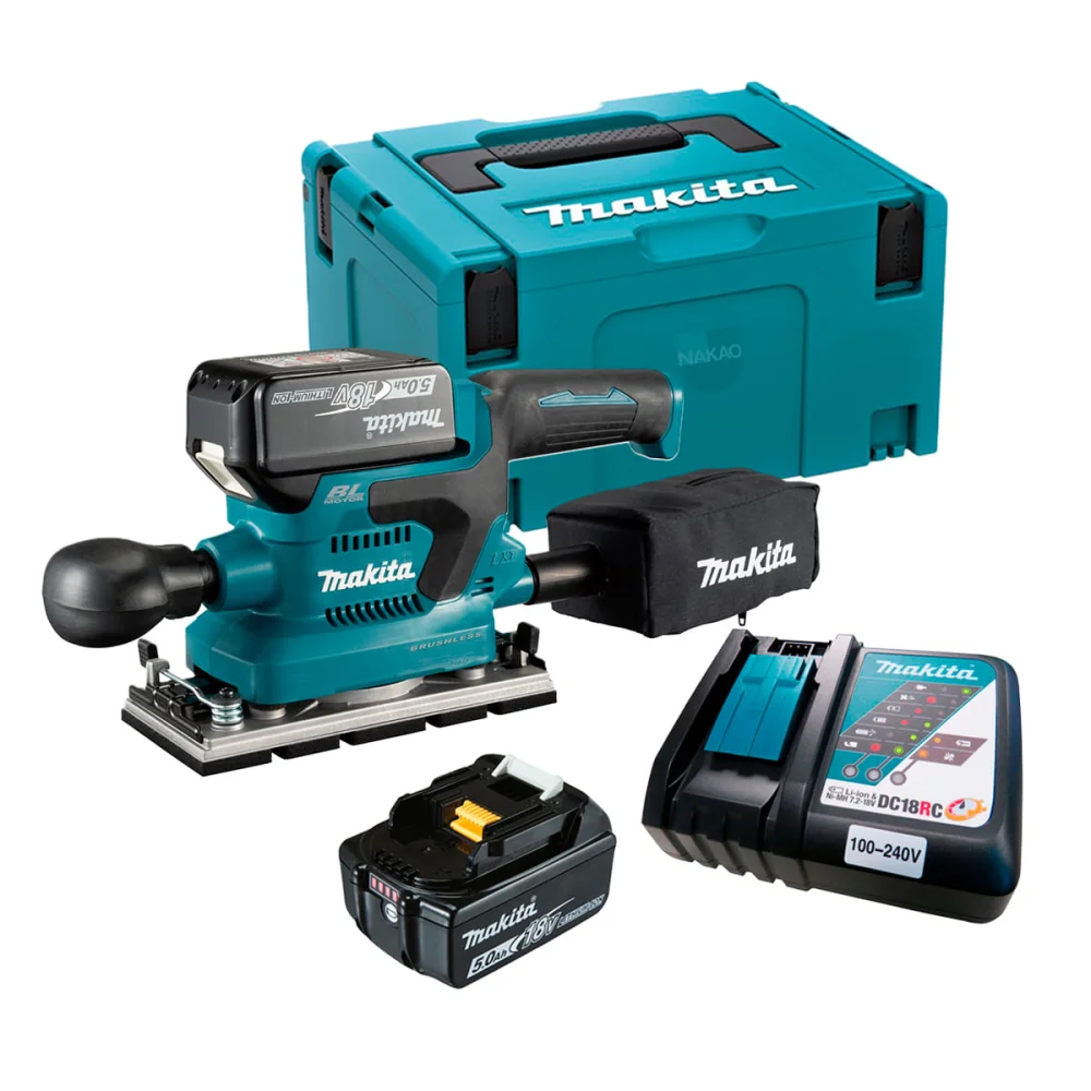 Lixadeira Orbital à Bateria e 2 Baterias 18V e Maleta DBO380RTJ Makita