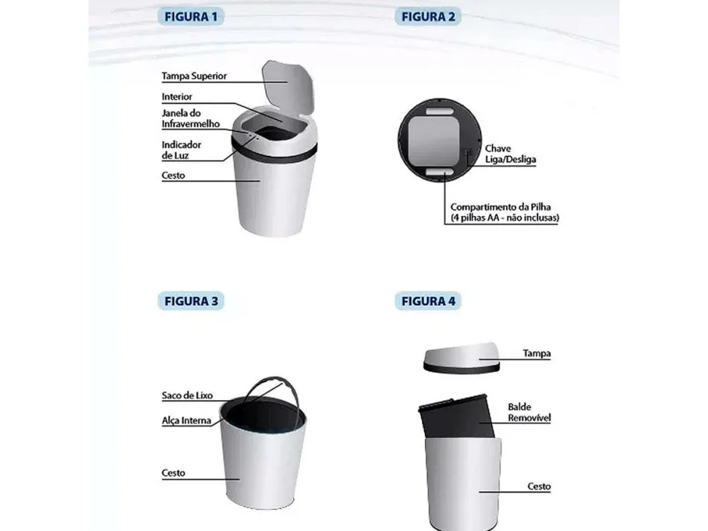 Lixeira Automática com Sensor de 6 Litros Aço Inox