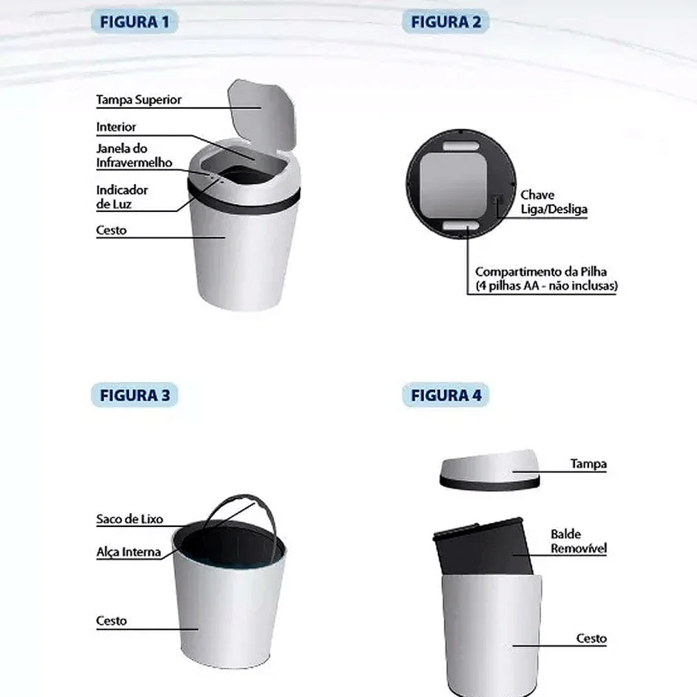 Lixeira Automática com Sensor de 9 Litros Aço Inox