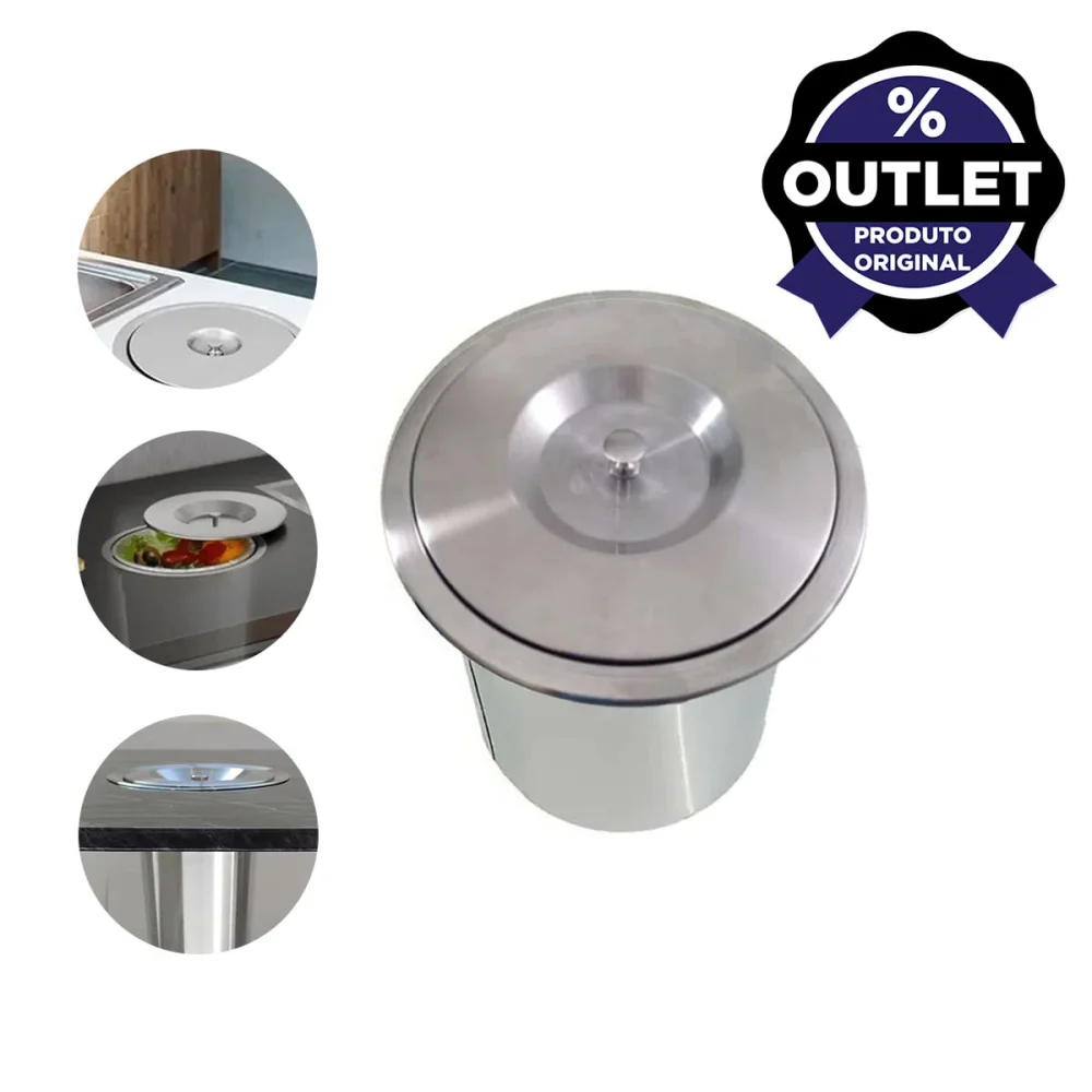 Lixeira de Embutir em Pia Aço Inox 3 litros EMB-03 - Outlet