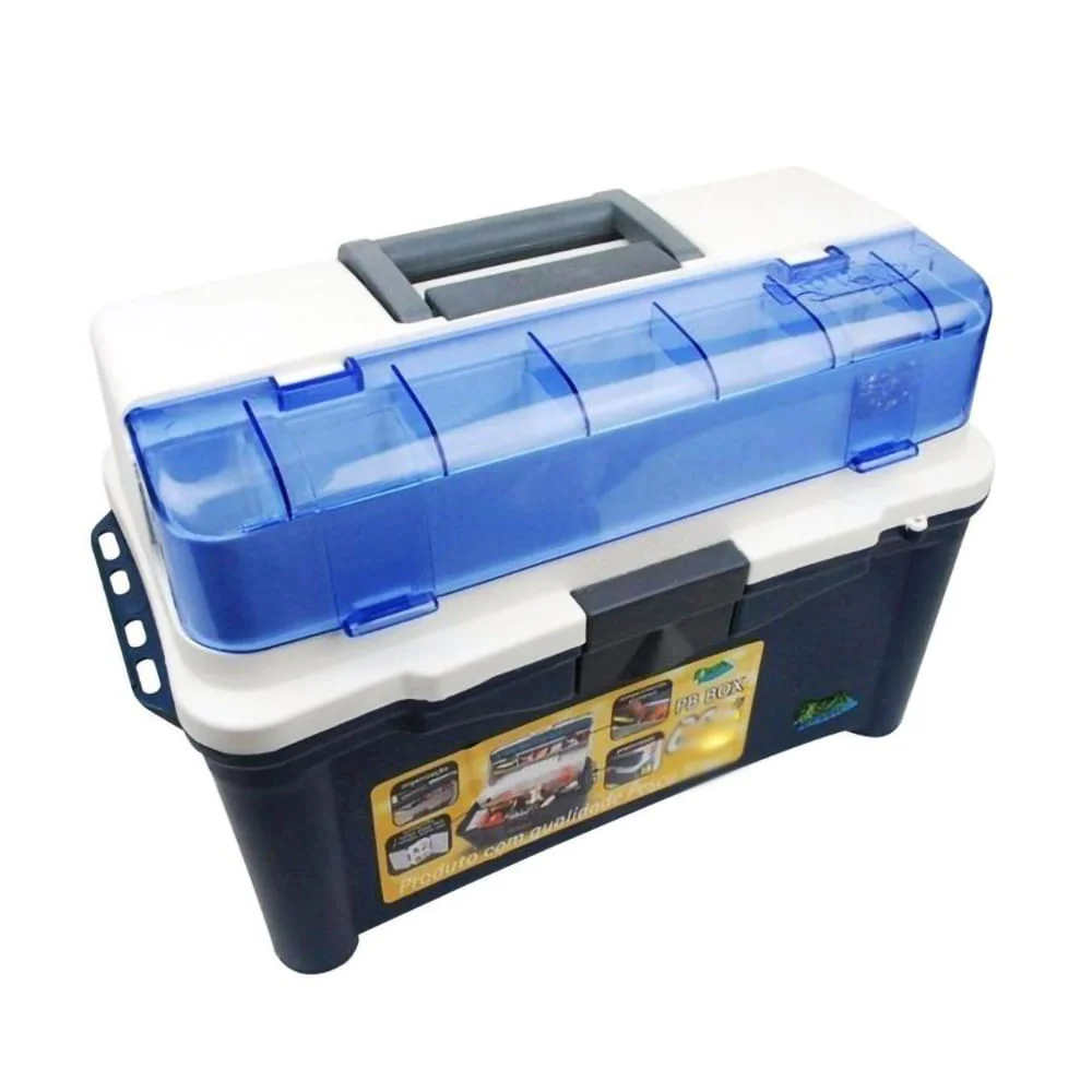 Maleta Pesca com 3 Estojo e Compartimento Ajustável PB BOX 98026 Pesca Brasil Azul