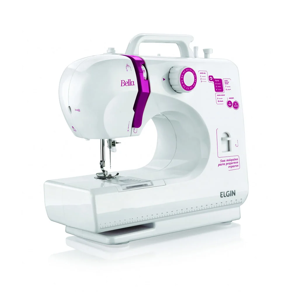 Máquina de Costura Portátil Bella Elgin Branco Bivolt