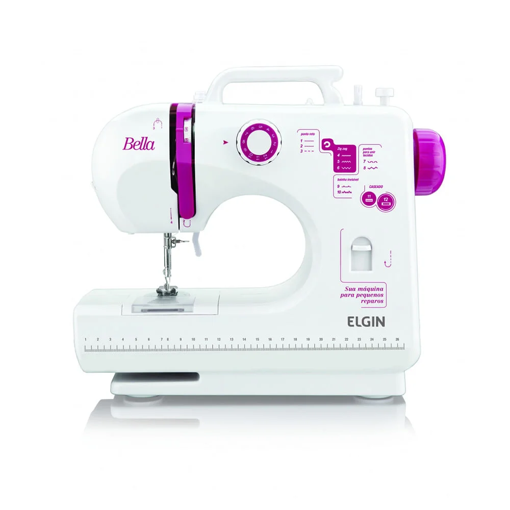 Máquina de Costura Portátil Bella Elgin Branco Bivolt