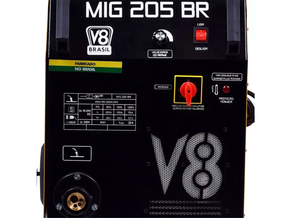 Máquina de Solda MIG 205 sem Tocha 111722 V8 Brasil 220 Volts