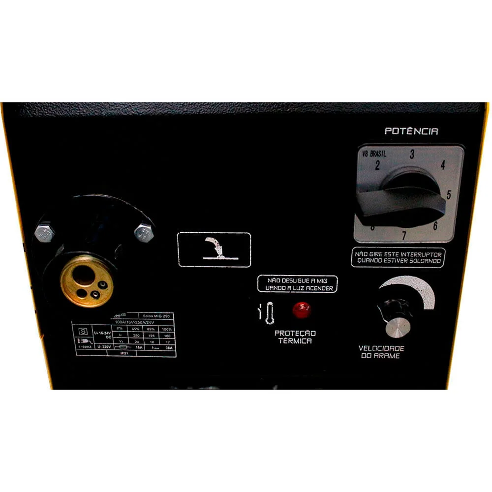 Máquina de Solda MIG 250 BR Sem Tocha 110467 V8 Brasil 220 Volts
