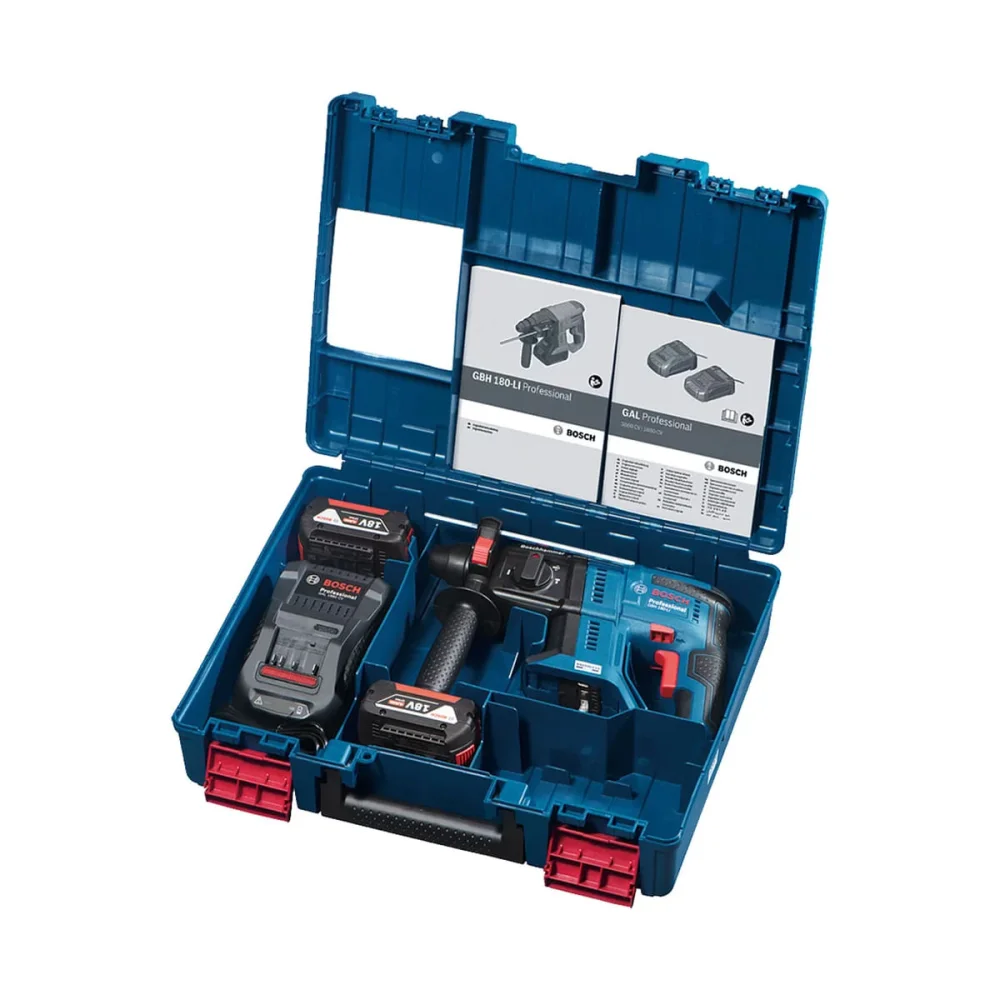 Martelete Perfurador à Bateria GBH 180-LI e 2 Baterias 18V com Maleta Bosch