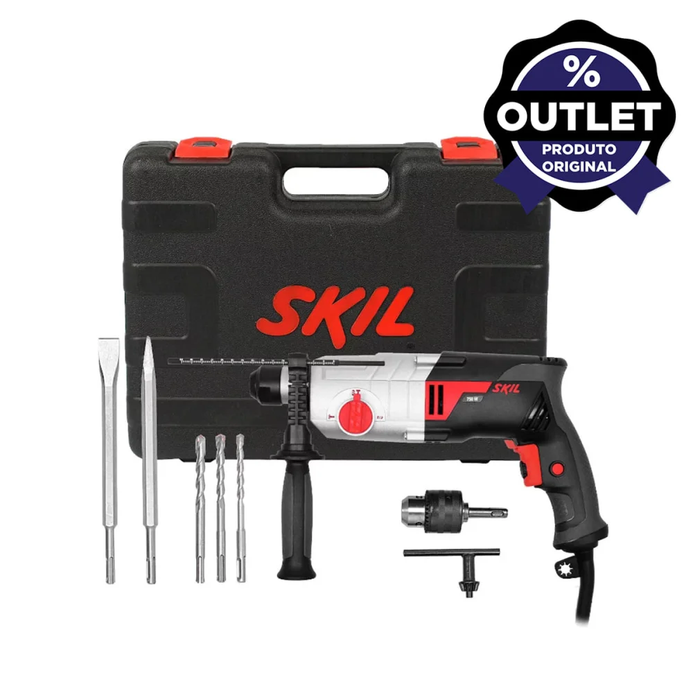 Martelo Eletropneumático SDS 1859 750 Watts com Maleta e Acessórios Skil Outlet 220 Volts