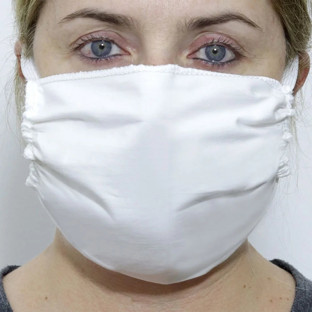Máscara de Rosto Lavável Tecido Duplo em Algodão 10 Unidades Branco